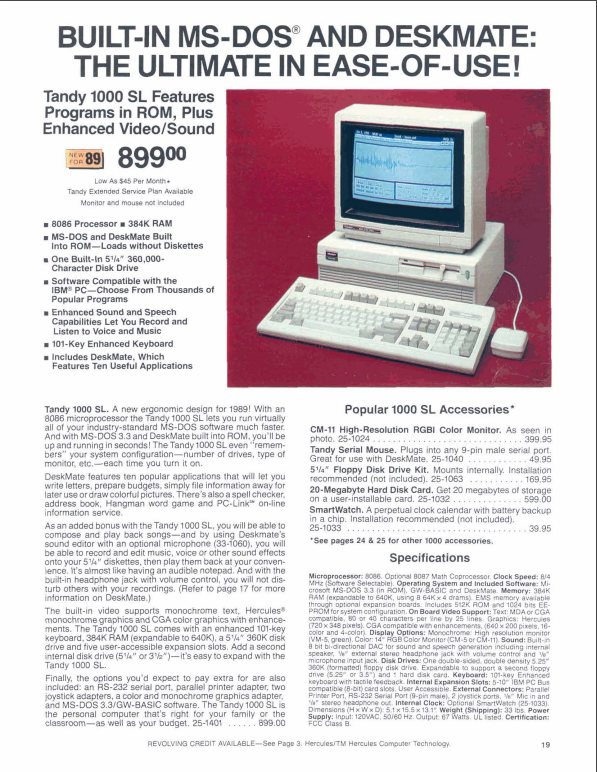 Tandy 1000 SL Ad